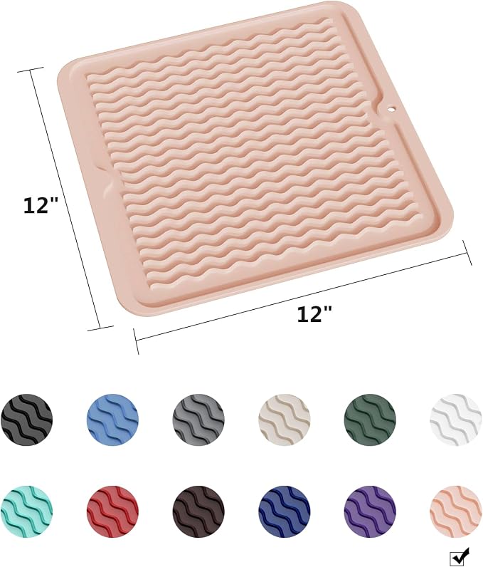 ZLR Silicone Dish Drying Mat 12" x 12" Square - Image 6
