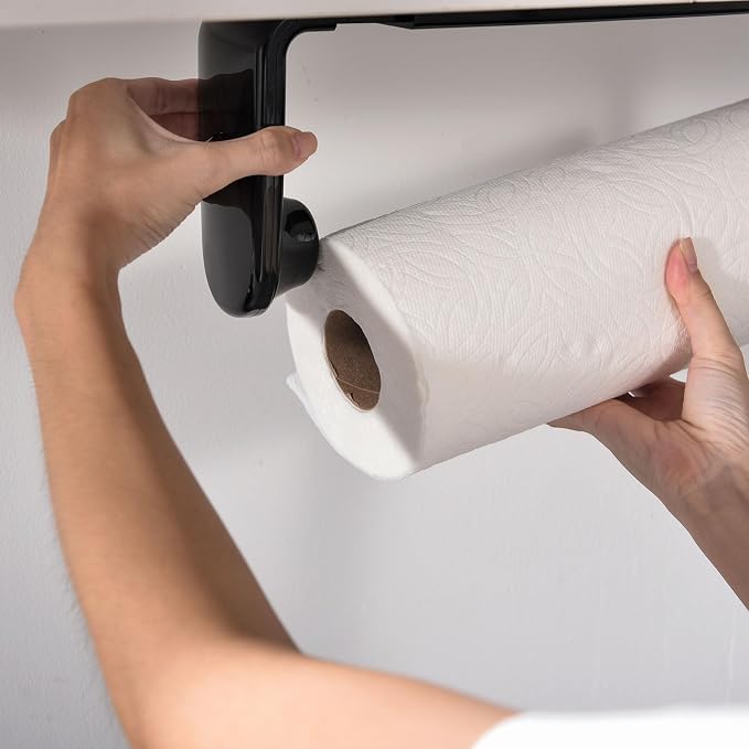 simpletome Paper Towel Holder Under Cabinet or Wall Mount ONE Hand Operation - Image 9