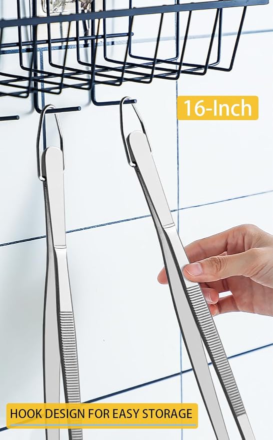 JETKONG 2 Pcs 16-Inch Kitchen Tweezers Extra Long Tweezer Tongs, Heavy Duty - Image 6