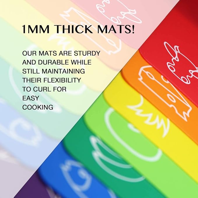Fotouzy Plastic Cutting Boards for Kitchen, Flexible Cutting Mats Set of 7 - Image 5