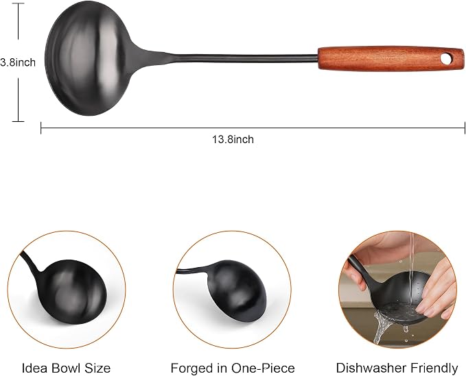 FJNATINH Soup Ladle, Food Grade 304 Stainless Steel Ladle, Large Metal Ladel - Image 2