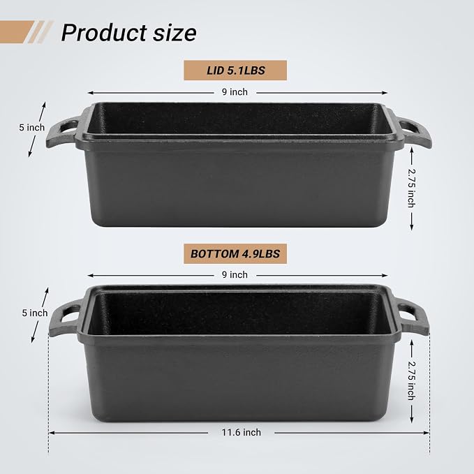 Northriver Casting 9×5 Inch Cast Iron Loaf Pan - Image 3