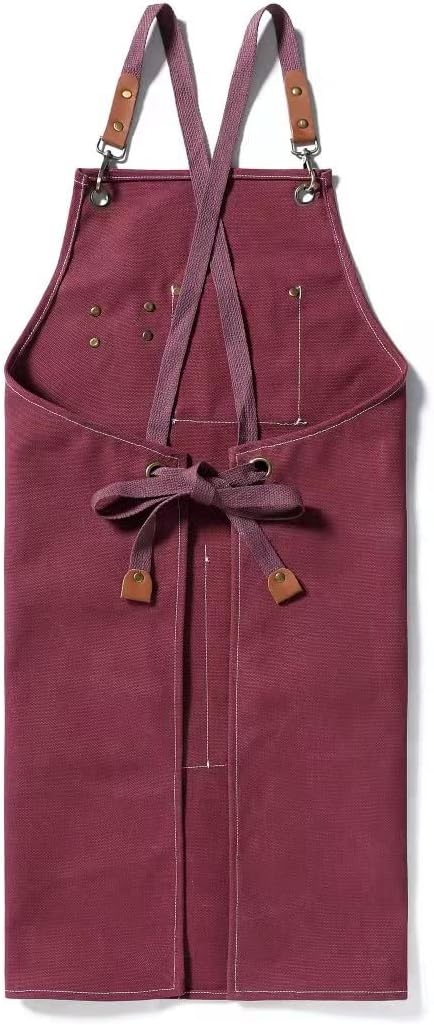 Tosewever Canvas Cross Back Chef Cotton Aprons - Image 3
