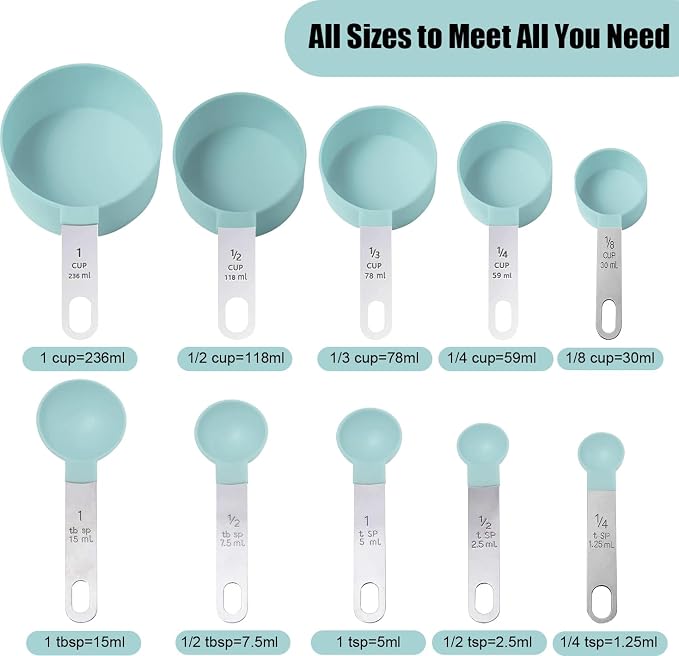 Measuring Cups and Spoons Set, 10-Piece Stackable Kitchen Tools - Image 3