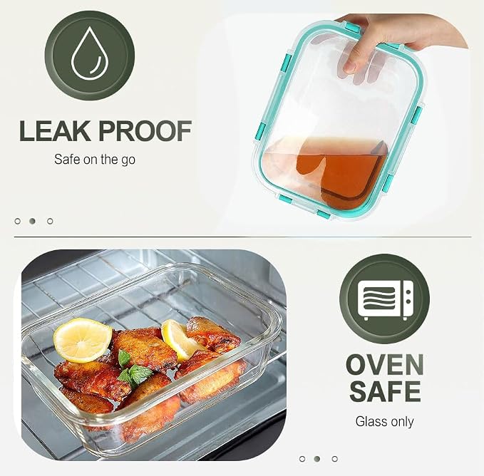 KOMUEE 10 Packs 30 oz Glass Meal Prep Containers, Glass Food Storage Containers - Image 4
