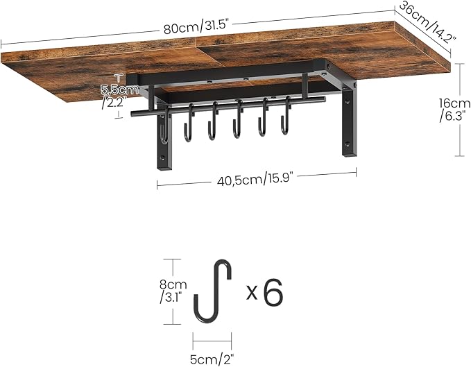CHOEZON Wall-Mounted Pot Racks, Floating Shelves, Vintage Pot Hangers - Image 4
