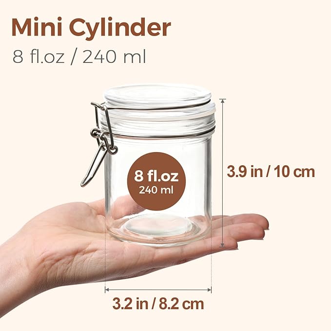 ComSaf 8oz Glass Jars with Airtight Lids, Cylindrical Jelly & Spice Jars - Image 2