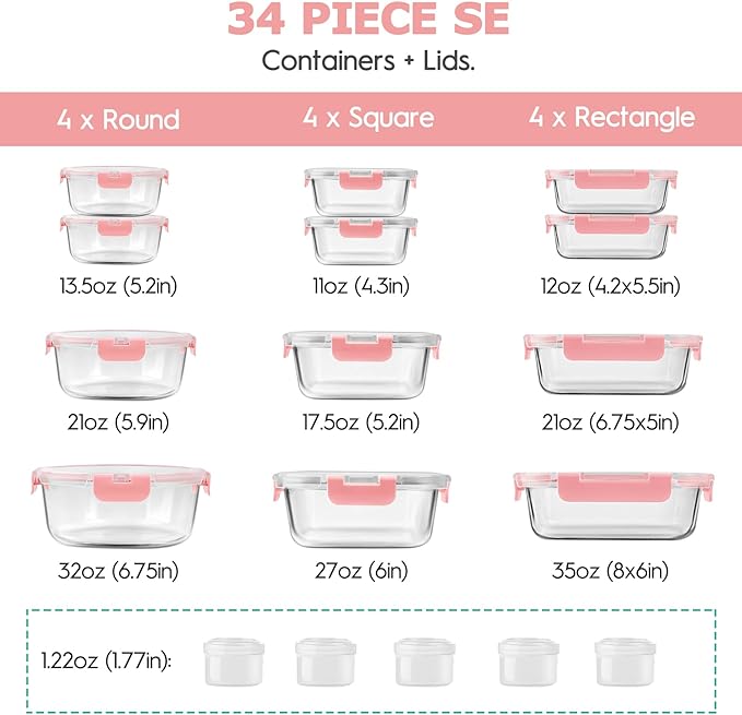 34pcs Glass Food Storage Containers - Image 2