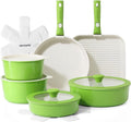 SENSARTE 17 Piece Ceramic Pots and Pans Set, Nonstick Detachable Handle Cookware by SENSARTE