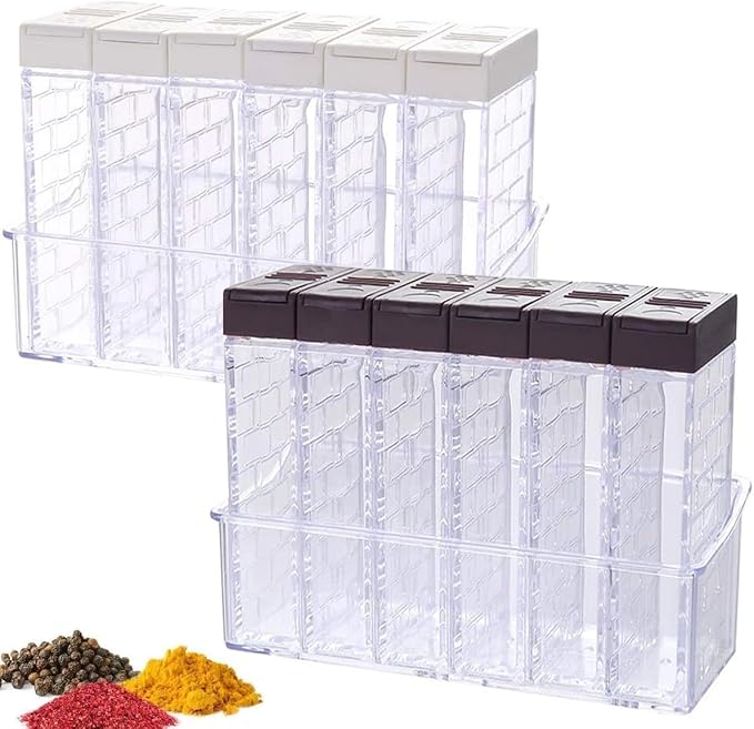 12 PCS Spice Shaker Jars, Salt and Pepper Shakers Set, Seasoning Shaker Boxes by Anberky