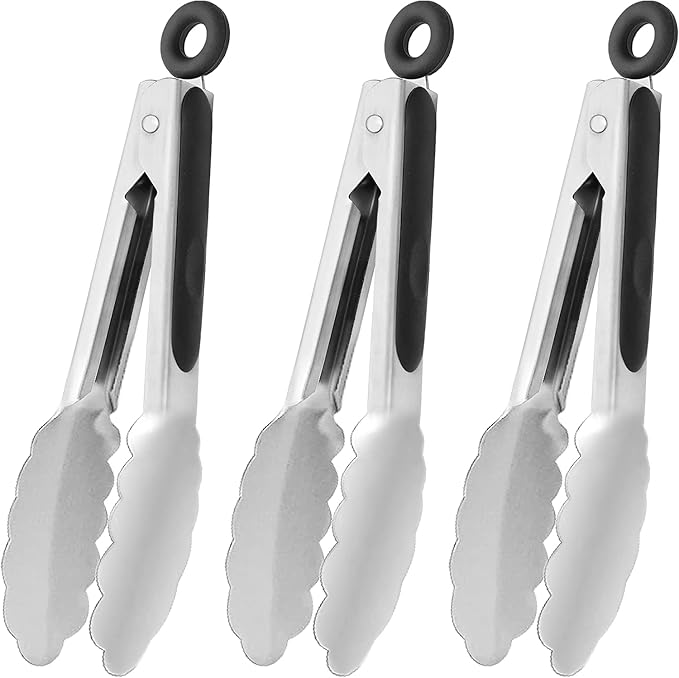 HINMAY Small Stainless Steel Serving Tongs 7-Inch Mini Food Tongs by HINMAY