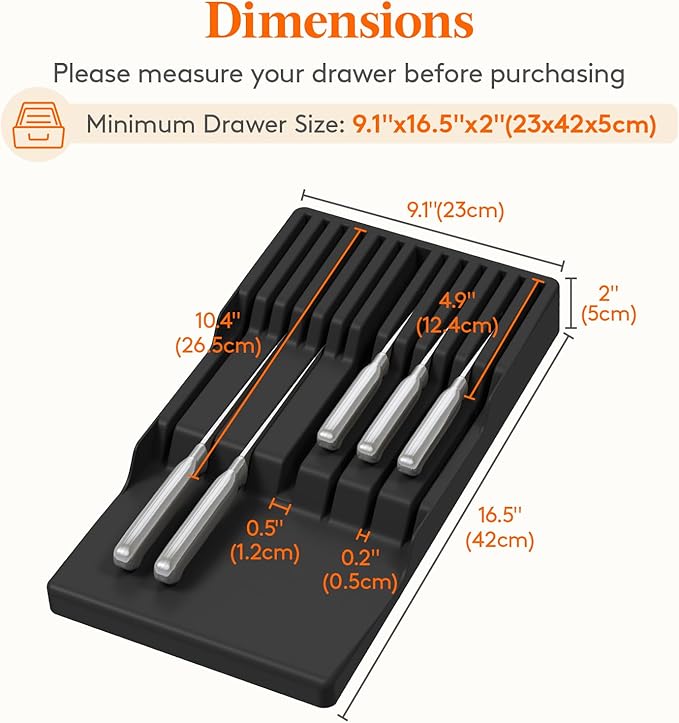 Lifewit Magnetic Drawer Knife Organizers Insert, Kitchen Plastic In Drawer - Image 2