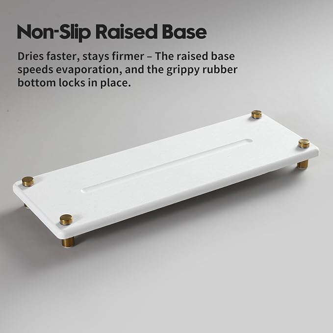 White Gold Dish Drying Rack Tray, Water Absorbing Stone Sink Caddy Kitchen Sink - Image 5