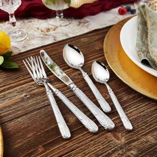 KEAWELL Premium Versailles 20-Piece Royal Silverware Set (20, Silver)
