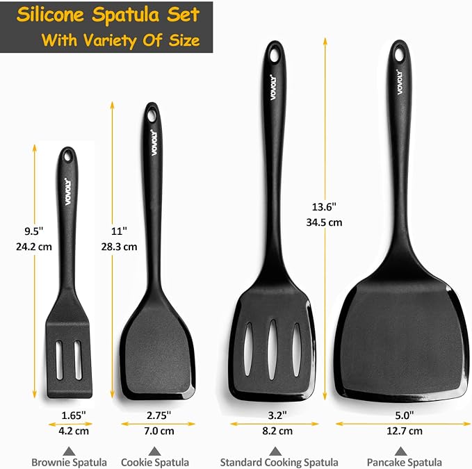 Silicone Spatula Set, 600°F Heat Resistant Silicone Spatula Turner Flipper - Image 2