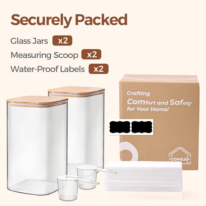 ComSaf 1.2 Gallon Wide Mouth Flour Sugar Storage Containers 2 Pcs, 4.6 Qt Glass - Image 8