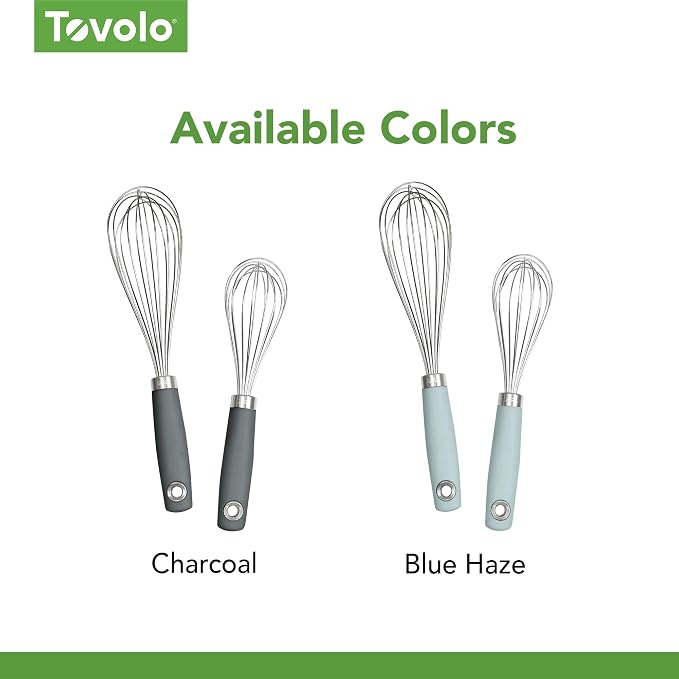 Tovolo Wire Whisk Set of 2 for Baking Cooking Mixing Whisking, Charcoal Gray - Image 6