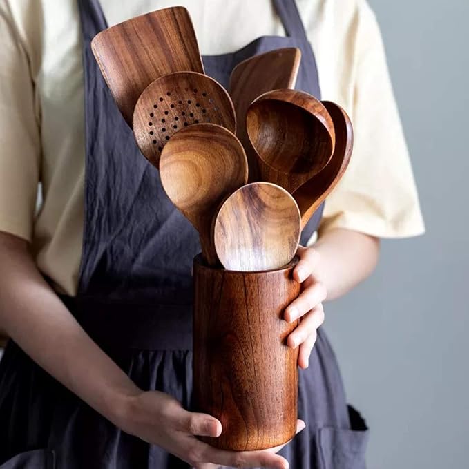 Teak Kitchen Utensils, Wooden Soup Spoon Kitchenware Seasoning Scoop Dipping - Image 5