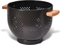 Metal Colander with Wood Handle and Stable Base, Powder Coated Steel Kitchen by Unknown