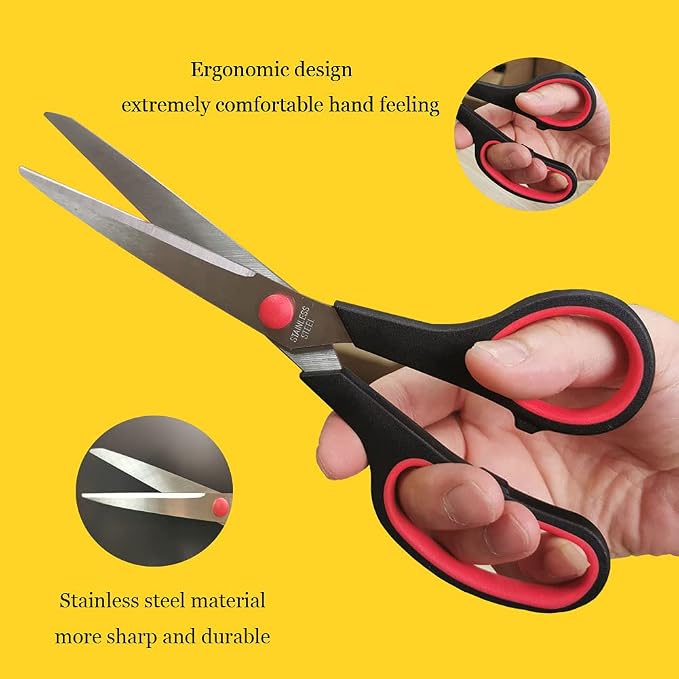 Scissors, 8.5 Inch Ultra Sharp Shears, Comfort-Grip Handles Household - Image 5