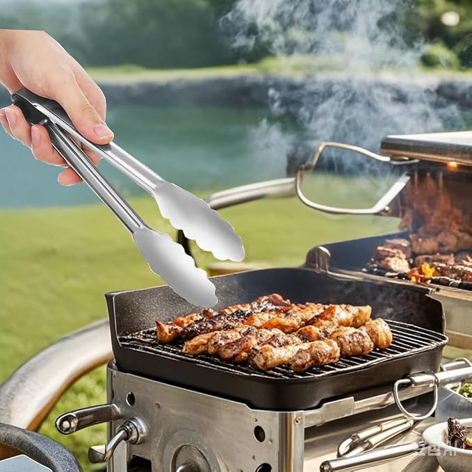 6pcs Stainless Steel Serving Tongs Gold or Silver Plated 9inch Heavy Duty - Image 4