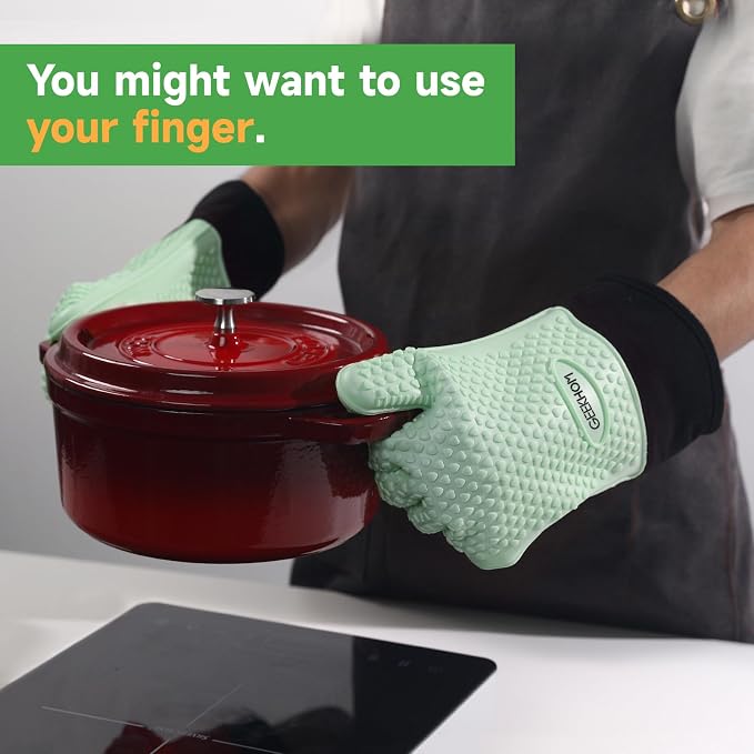 GEEKHOM BBQ Gloves Heat Resistant Oven Mitts - Image 5