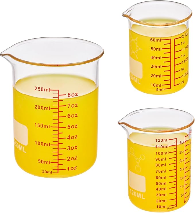 Ackers Mini Glass Measuring Beaker Set, Borosilicate, 2oz 4oz 8oz Measuring Cups - Image 7