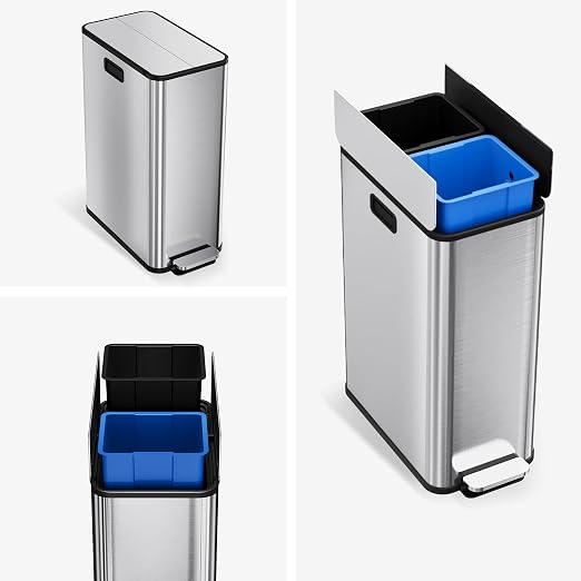 Garvee Kitchen Dual Trash Can, 15 gal Large Recycling Bin Garbage Can - Image 8