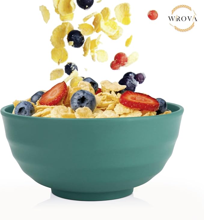 Wrova Wheat Straw Bowls Set 60 OZ Unbreakable Large Cereal Bowls Set of 6 - Image 6