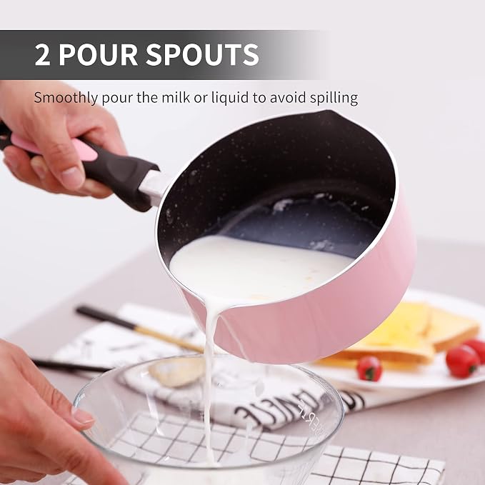 Nonstick Saucepan Set with Lid, Non Stick 1Qt & 2Qt Sauce Pan Set with Glass - Image 4