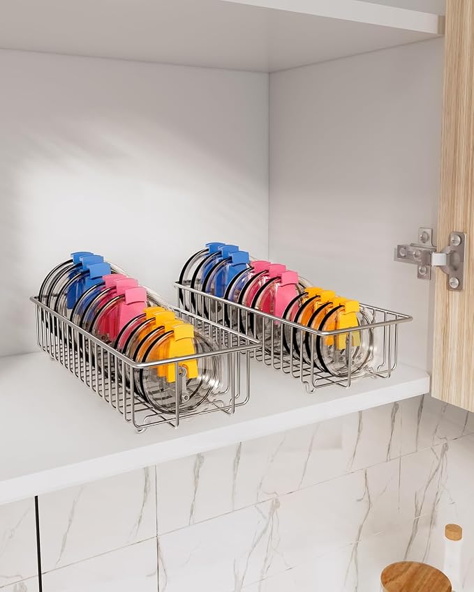 YQh 2Pack tumbler lid organizer, lid holders inside cabinet, mason jar lid - Image 5