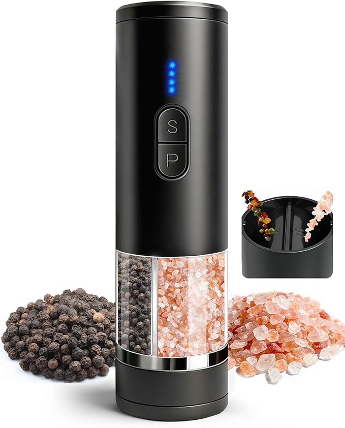 Aotto 2-in-1 Electric Salt and Pepper Grinder Set, USB-C Rechargeable Automatic by Aotto