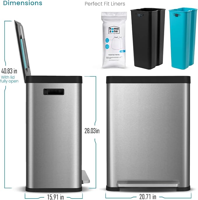 Home Zone Living 19 Gallon Kitchen Trash Can - Image 6