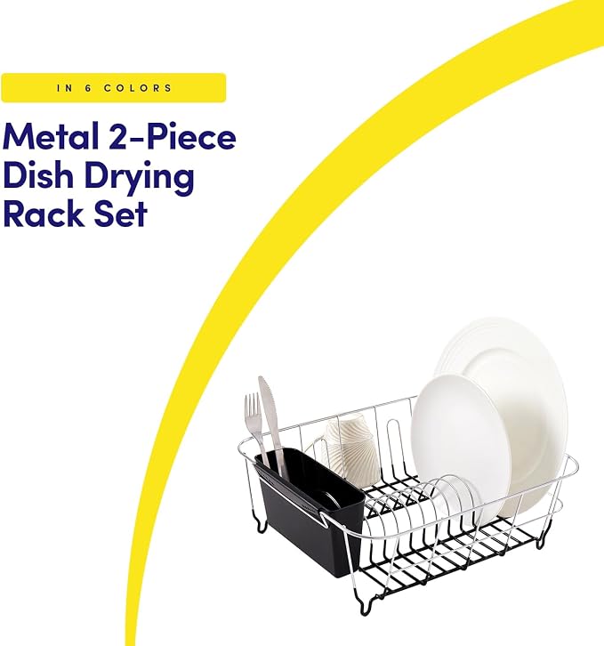 Sweet Home Collection 2 Piece Dish Drying Rack Set Drainer - Image 2