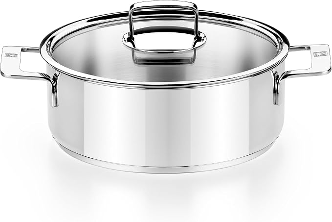 BRA COOKWARE Signature Stainless Steel Stock Pot w/Glass Lid | 9.5 Inch 4 Quart by BRACookware