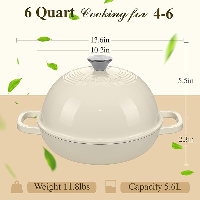 Enameled Round Cast Iron Bread Oven, 6 Qt Cast Iron Dutch Oven - Image 8