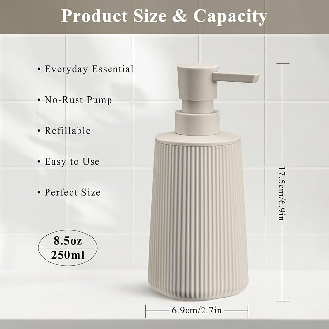 Beige 2 Pack Hand Soap Dispensers Set - Image 6