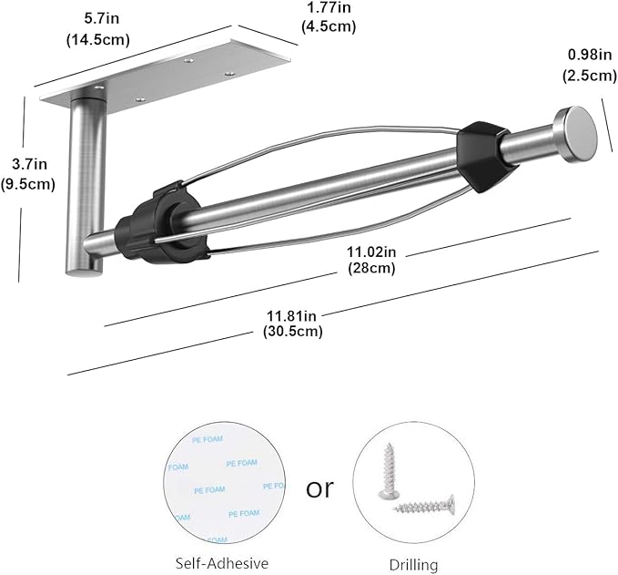 VAEHOLD Self Adhesive Paper Towel Holder Under Cabinet Mount, Wall Mounted - Image 3