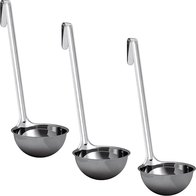 Super Sturdy, Ergonomic 8 Oz. Soup Ladle 3 Pk. Stainless Steel Ladles by FoodRestaurantSupplies