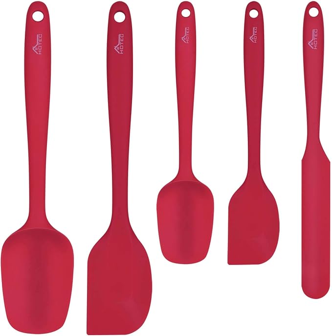 HOTEC Heat Resistant 600℉ BPA-Free Silicone Rubber Spatula Set, Kithchen by Hotec
