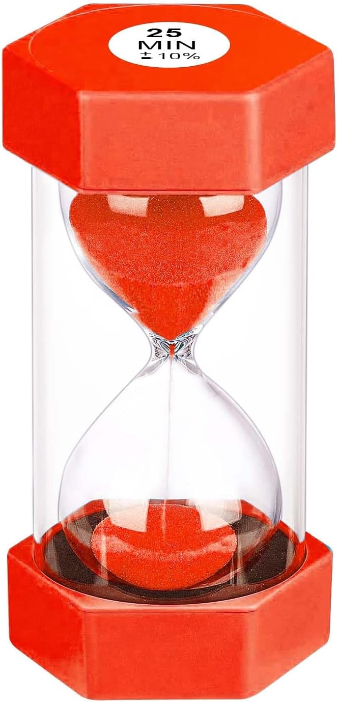 25 Minute Hourglass Sand Timer, Plastic Sandglass Watch Timer, Unbreakable Red by YLTIMER