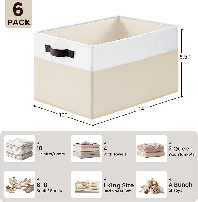 Criusia 6 Pack Large Toy Box Chest, Collapsible Sturdy Toy Storage Organizer - Image 2