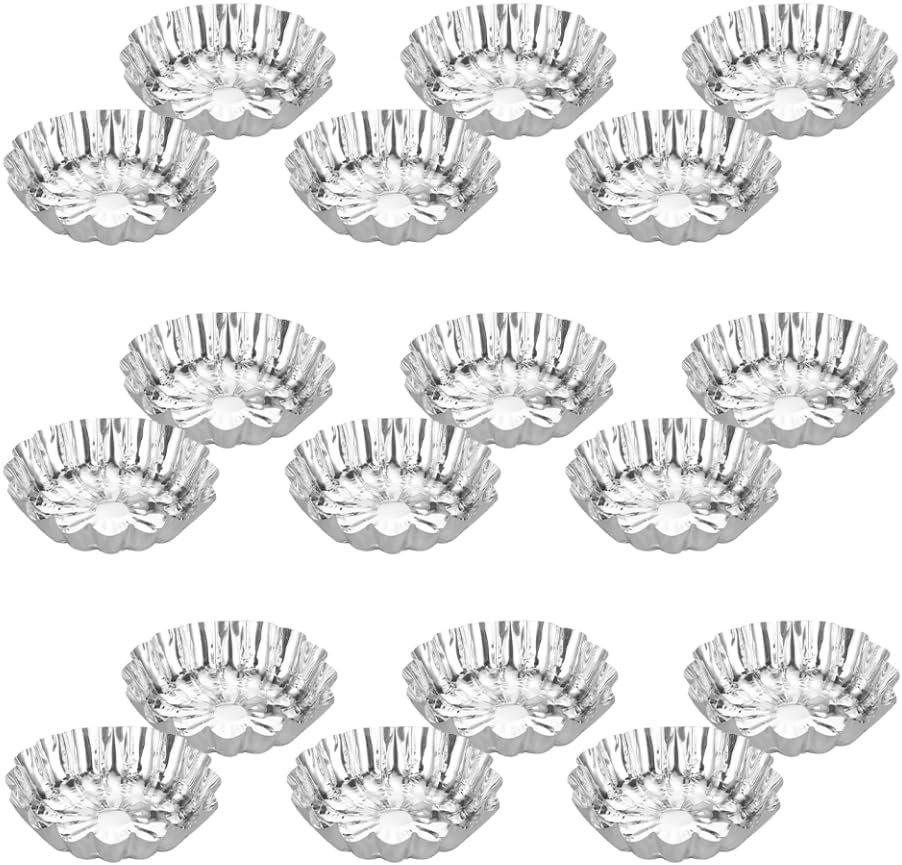 100pcs Disposable Foil Tart Trays Aluminum for Puddings Jelly