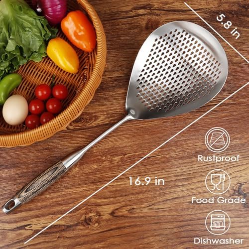 304 Stainless Steel Skimmer Slotted Spoon, Spider Strainer Skimmer