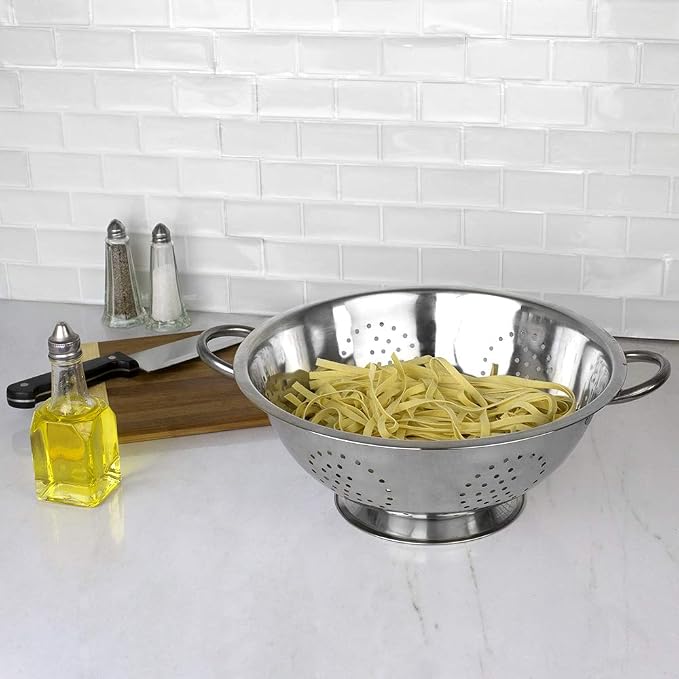Metal Colander with Stainless Steel Finish by Home Basics, 7 QT | Large - Image 6