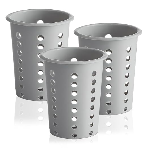 OCS Parts Perforated Utensil Drying Cups | Gray | Set of 3 | Plastic Flatware by OCSParts
