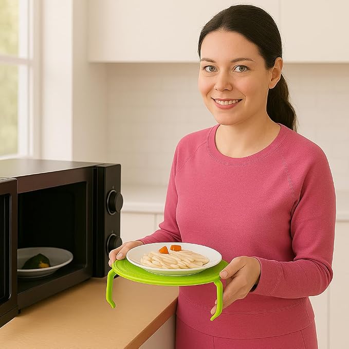 Microwave Multipurpose 4 in 1 Tray Stand Rack Splatter Guard Carry Tray - Image 2