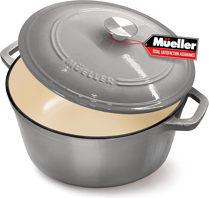 MUELLER HOME 7.5 QT Enameled Cast Iron Dutch Oven, Heavy-Duty, Oven-Safe up to by MUELLERHOME