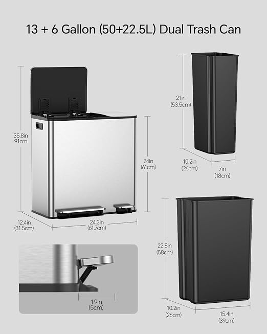 Lovewind Dual Trash and Recycling Bins - Image 3