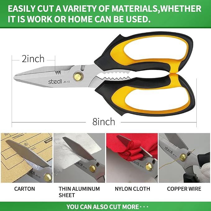 Stedi Scissors Heavy Duty 8-Inch, Sharp Stainless Steel Shears - Image 6